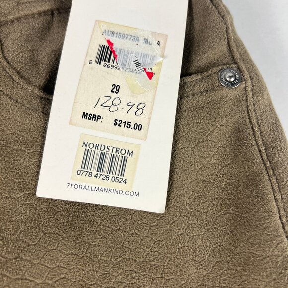 7 For All Mankind Jeans Womens 29 Skinny Ankle Tan Brown Snakeskin Stretch Denim - Picture 3 of 16